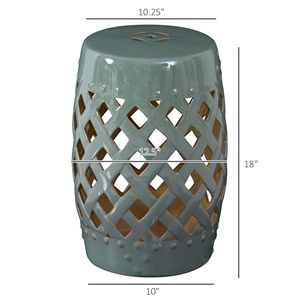 Sgabello da Giardino in Ceramica Verde 33x46 cm con Design ad Anello Intrecciato, Utilizzabile come Tavolino o Accessorio per Sedia - Product Image 3