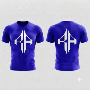 Camiseta Nueva de Calidad con Impresión por Transferencia de Calor para Adultos, Rashguard Personalizado de MMA en Material Spandex/Poliéster con Logotipo Blanco - Product Image 1