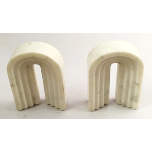 Porte-livres modernes en marbre Banswara, forme arquée, sculpture décorative pour la maison, design irrégulier - Product Image 6