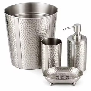 Modern Stainless Steel <b>Bathroom</b> <b>Set</b> Six-Piece Vanity <b>Accessories</b> for Home Hotel Spa Rectangle Design Durable Finish - Product Image 2
