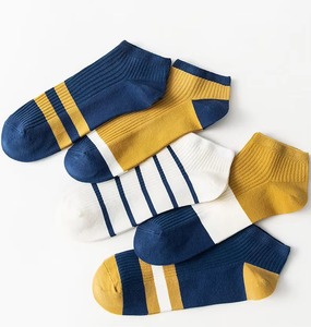Men's Ankle <b>Socks</b> Cotton Striped Breathable Summer Daily Wear Thin Knitted <b>Socks</b> Blue Yellow White Patterned - Product Image 3