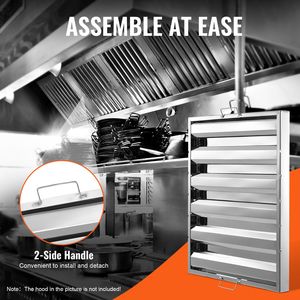 Filtro antigrasso commerciale a deflettore in acciaio inossidabile 24.5W X 19.5H per cappe da cucina di hotel e ristoranti - Product Image 4