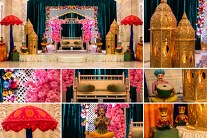 เวทีงานเมห์นดีธีมราชสถานสีสันสดใส ปรับแต่งได้ตามต้องการ สำหรับงานกรันด์ซานกีต์กลางคืน ตกแต่งเวทีงานแต่งงานกลางแจ้งในสหราชอาณาจักร - Product Image 5