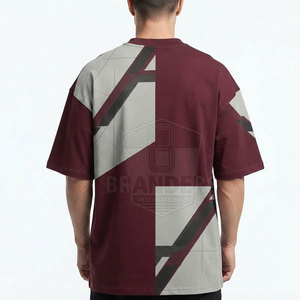 เสื้อยืดผู้ชายทรงโอเวอร์ไซส์สุดเทรนดี้ ผ้าคอตตอนหนานุ่ม ทรงหลวม บ็อกซี่ฟิต ไหล่ตก แขนสั้น คอเสื้อแบบสตรีทแวร์ เสื้อเปล่าสำหรับงานสกรีน เสื้อผ้าสั่งทำได้ - Product Image 5