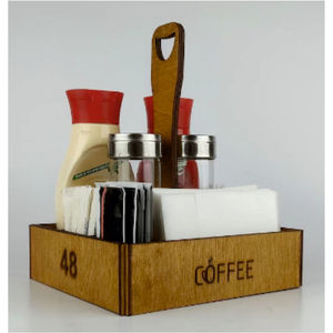 Handcrafted Wooden Coffee Station Organizer Eco-Friendly Restaurant <b>Tabletop</b> Caddy for Napkins Sugar & Sauce Bottles Holder - Product Image 6