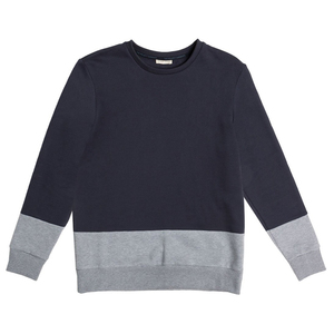 Sweat-shirt à col rond bleu marine pour homme avec ourlet et poignets gris, coupe classique, en coton tricoté, pull décontracté pour l'automne - Product Image 4