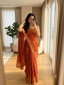 Reglance Soft Khadi Viscose Traditional Designer <b>Saree</b> Rich <b>Satin</b> Border Zari Woven Buttis Beautiful Panel Weaving Wrinkle-Free - Product Image 2