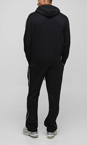 Conjunto de Dos Piezas de Ropa Urbana Personalizada, Sudadera con Capucha y Pantalones Anchos de Felpa de Algodón, Unisex, Talla Grande, con Rayas Blancas - Product Image 5