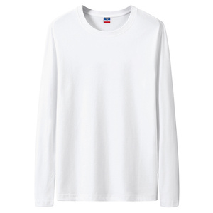 Camiseta blanca básica personalizada de alta calidad para hombre y mujer, camiseta de manga larga ajustada de algodón Terry de talla grande, estilo Formal - Product Image 1