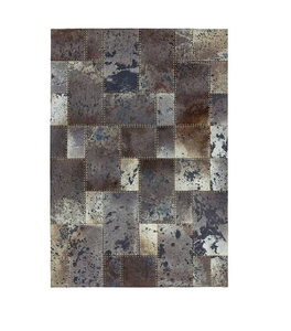 Tapis rectangulaire en peau de vache patchwork, style industriel, à poils plats, avec support en caoutchouc, pour la décoration du salon - Product Image 1