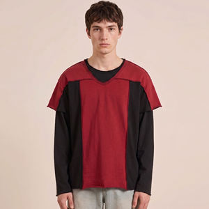 Camiseta de Manga Larga de Doble Capa Personalizada, Camiseta Informal de Algodón Premium, Camiseta de Manga Larga con Bloques de Color para Hombre - Product Image 2