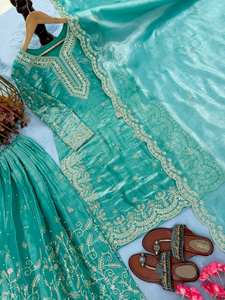 Ensemble Kurti et Plazzo en Soie Pure Brodé – Qualité Export – Vente en Gros - Product Image 2