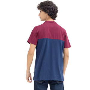 <b>Mens</b> <b>Burgundy</b> Blue Jersey Cotton T-<b>Shirt</b> Crew Neck Short Sleeve Front Breathable Quick Dry Casual Athletic Training Customizable - Product Image 2