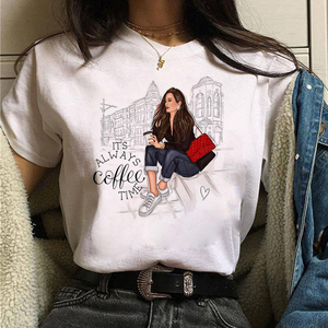 Camiseta Corta de Algodón Blanca a la Moda, Transpirable, Estilo Urbano para Verano, para Imprimir, Talla Pequeña, Camiseta para Mujer - Product Image 3