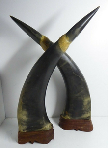 Objet décoratif moderne et écologique en corne de buffle avec support en bois pour chambre, bureau et salon - Product Image 2