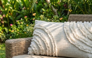 Luxury Woven Cushion Cover with Lace Work Cotton <b>Pillow</b> Cover for <b>Sofa</b> Living Room Bedroom Decor - Product Image 3