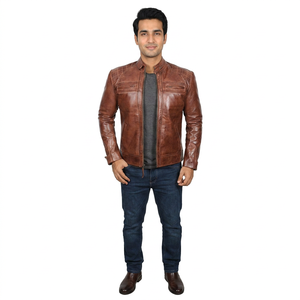 2026 Genuine <b>Leather</b> Vintage Streetwear Sherpa Lining Fur Trim Breathable Black <b>Winter</b> <b>Leather</b> <b>Jacket</b> for Men-Cheap Price High - Product Image 5
