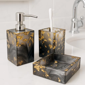 Accessoires de salle de bain en résine nacre faits à la main, ensembles de salle de bain pour la maison, l'hôtel, le restaurant, ensemble de salle de bain en provenance d'Inde - Product Image 1