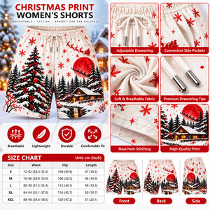 Shorts taille haute imprimés personnalisés pour Noël, Nouveauté, Shorts pour femmes, Marque privée, Shorts pour femmes grandes tailles - Product Image 6