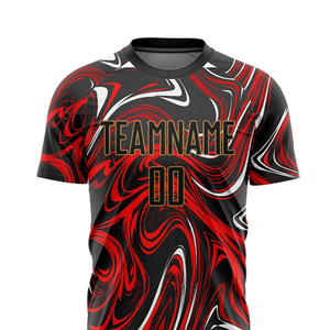 ชุดเสื้อฟุตบอลแบบกำหนดเองสำหรับผู้ชาย สีแดง ดำ ขาว พิมพ์ลายแบบซับลิเมชั่น ระบายเหงื่อได้ดี แขนสั้น ชุดยูนิฟอร์มทุกฤดูกาล สำหรับผู้ใหญ่ - Product Image 6