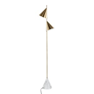 Lampada da terra Glam Metal con cono da 65 pollici, base in oro spazzolato e finto marmo bianco, elegante decorazione per la casa - Product Image 4