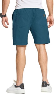 <b>Men's</b> 100% Cotton Eco-Friendly Solid Color Quick Dry <b>Bermuda</b> <b>Shorts</b> with Drawstring Waist and Pockets Casual Wear - Product Image 2