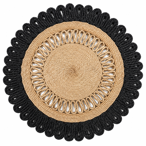 Star Hometex High Demand Rectangle Jute Area <b>Rug</b> Handcrafted Braided Modern Style Floral Washable Non-Slip Flat Pile <b>Black</b> - Product Image 1