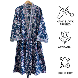 Albornoces Artesanales de Lujo para Mujer y Hombre, para Playa, Spa, Boda, con Estampado Pigmentado, Comprimidos, Ecológicos, de Secado Rápido, de Algodón Waffle - Product Image 3