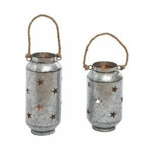 Wholesale Galvanized Metal Candle <b>Lantern</b> with <b>Brass</b> Trim Hexagonal Vintage Glass <b>Lantern</b> for Wedding Centerpiece and Table - Product Image 6