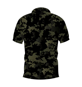 Polo pour homme noir vert foncé camouflage à manches courtes, t-shirt de golf décontracté imprimé - Product Image 5