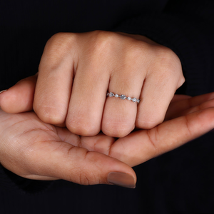 Round Brilliant Cut Moissanite Eternity Band Minimalist Wedding <b>Ring</b> Dainty <b>Stacking</b> Band <b>Silver</b> 14K Gold Plated Party <b>Ring</b> - Product Image 2