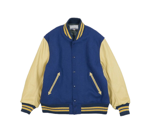 Veste universitaire de luxe OEM, broderie personnalisée du logo, laine Melton premium, manches en cuir, veste d'hiver pour homme - Product Image 1