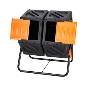 Composter a Doppia Camera da 37 Galloni con Aeratore ad Alto Volume, 2 Porte Scorrevoli in Acciaio e Contenitore per Compost Senza BPA - Product Image 5