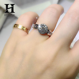 Bague de fiançailles en or 14 carats avec halo de diamants ronds - Bijoux élégants en diamants cultivés en laboratoire/naturels - Product Image 3