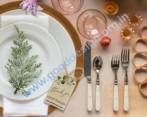 Ensemble de couverts de luxe modernes en acier inoxydable avec finition miroir et manche en os antique pour les fêtes - Product Image 5