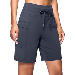 Shorts Bermuda Largos de Cintura Alta para Mujer, con Bolsillos, Cómodos, Transpirables, Ecológicos, de Secado Rápido, con Cierre de Cordón - Product Image 6