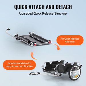 Heavy Duty Bicycle Wagon Cart 100 Lbs Load Capacity Bike <b>Cargo</b> <b>Trailer</b> Quick Release Universal Foldable Compact <b>Utility</b> <b>Trailer</b> - Product Image 5