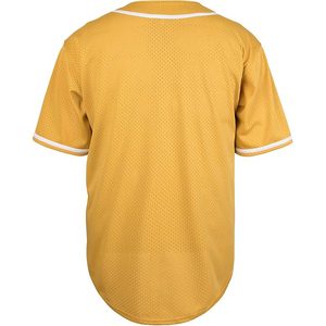 เสื้อเบสบอลตาข่ายสีทองขายส่ง ระบายอากาศได้ดี แต่งขอบสีขาว ติดกระดุมเต็มตัว ชุดยูนิฟอร์มสำหรับทุกเพศ - Product Image 2