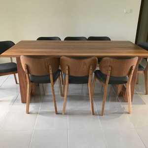 Ensemble de salle à manger en bois massif pour 6 à 8 personnes, grand mobilier en bois moderne, ensemble de salle à manger contemporain et durable pour la famille - Product Image 3