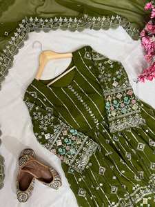 Vente chaude Party Wear Look Faux Georgette Avec Broderie Lourde Sequin Robe De Travail Avec Dupatta Indien Ethnique Porter Robe De Mariée - Product Image 4