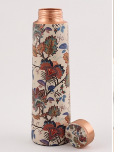 High Quality Floral Printed Design Copper Water Bottle Eco Friendly Leakproof Flask for Daily Hydration Travel Home Office - Product Image 4