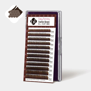 [Private Label] Premium Korea PBT Easy Fanning Lash Brown 0.07 Wholesale (B,C,D Curl)(9-13mm Mix) Individual Soft Eyelash - Product Image 1