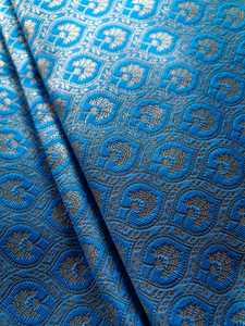 Tela Brocada Azul con Patrón de Follaje, Diseño Jacquard Metálico Tejido - Product Image 4