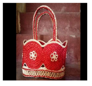 Handcrafted banana fiber <b>Lunch</b> Tote Bag Floral Design Natural Woven Eco Friendly Food Storage 8x11x26 Inch Daily Use Shopping - Product Image 3