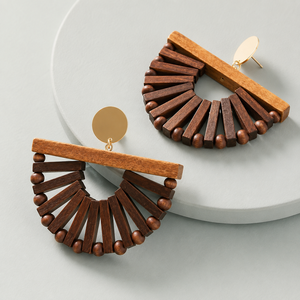 Premium Wooden Geometric Vintage Christian Custom Drop <b>Earrings</b> Boho Lightweight Casual Party Festive Stylish Women Statement - Product Image 1