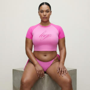 Custom Eco-Friendly <b>Plus</b> <b>Size</b> High Waist Printed 2-Piece <b>Bikini</b> <b>Sets</b> Quick Dry Front Logo Low MOQ for Boutique Buyers - Product Image 4