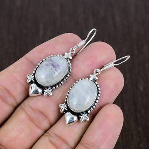 Handmade Moonstone Dangle Earrings 925 Sterling Silver Boho Gemstone Jewelry Luxury Gift For Women - Product Image 3