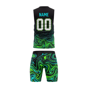 Conjunto de Camiseta y Pantalones Cortos Ajustados de Fútbol 7v7 para Niños con Estampado de Mármol, Cuello Redondo, Sin Mangas, Uniforme Juvenil, Diseño Personalizado con Nombre y Número del Jugador - Product Image 2