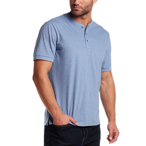 T-shirt décontracté pour homme 2026 à col en V, col boutonné, respirant, patchwork non tissé, manches courtes, polyester/coton, pour affaires - Product Image 2