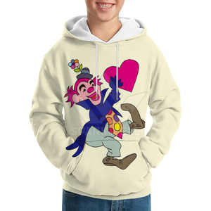 Sweat à capuche unisexe blanc avec imprimé clown dessin animé sur le devant, décontracté, manches longues, streetwear, pour l'automne - Product Image 3